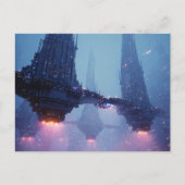 Carte Postale Futuristic Cityscape with Hovering Structures (Devant)