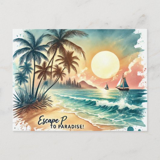 Carte Postale Fuyez vers le paradis ! (Devant)