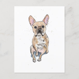 Carte Postale Fwn Français bulldog drôle mignon watercolo