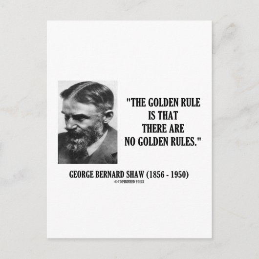 Carte Postale G. B. Shaw Golden Rule No Golden Rules Citation (Devant)