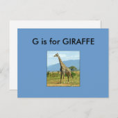 Carte Postale "G" est pour Giraffe Alphabet (Devant / Derrière)