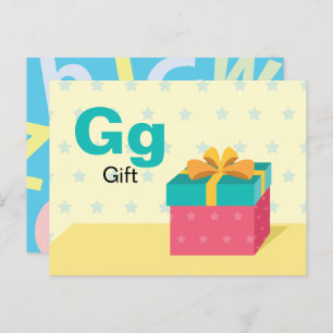 Carte Postale G est pour le cadeau - Alphabet Flash Card