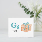Carte Postale G est pour le cadeau - Alphabet Flash Card (Debout devant)