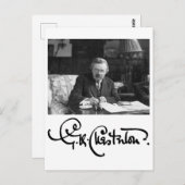 Carte Postale G.K. Chesterton au travail (Devant / Derrière)