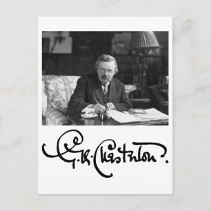 Carte Postale G.K. Chesterton au travail