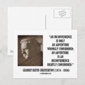 Carte Postale G.K. Chesterton - Inconvénients Aventure considéré (Devant / Derrière)