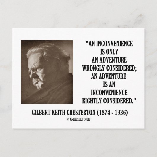 Carte Postale G.K. Chesterton - Inconvénients Aventure considéré (Devant)