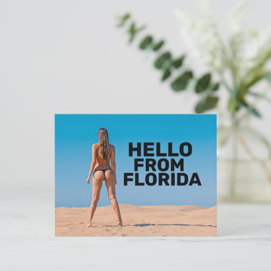 CARTE POSTALE G-STRING BIKINI GIRL HELLO DE FLORIDE POSTCARDS (Debout devant)