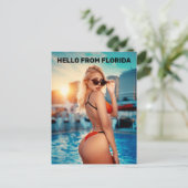 CARTE POSTALE G-STRING BIKINI GIRL HELLO DE FLORIDE POSTCARDS (Debout devant)