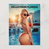 CARTE POSTALE G-STRING BIKINI GIRL HELLO DE FLORIDE POSTCARDS (Devant)