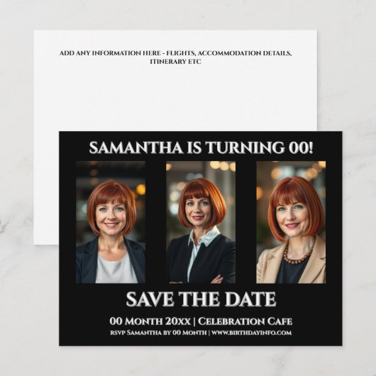 Carte Postale Gabarit de fête de photo 3 pour un anniversaire si (Devant / Derrière)