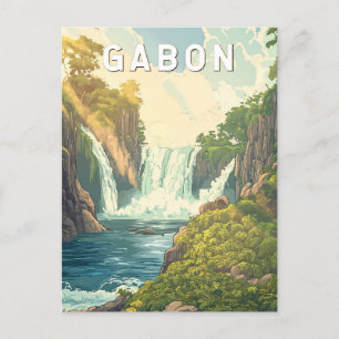 Carte Postale Gabon Illustration Voyage Art Vintage