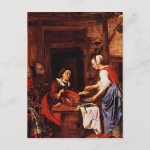 Carte Postale Gabriel Metsu - Une Vieille Femme Qui Vend Du Pois