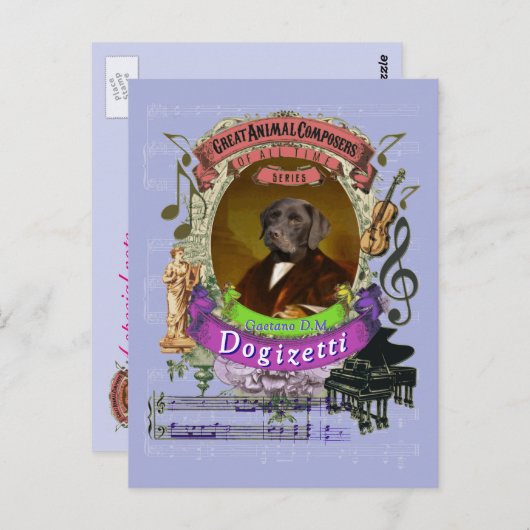 Carte Postale Gaetano Dogizetti Chien Animal Composer Donizetti (Devant / Derrière)