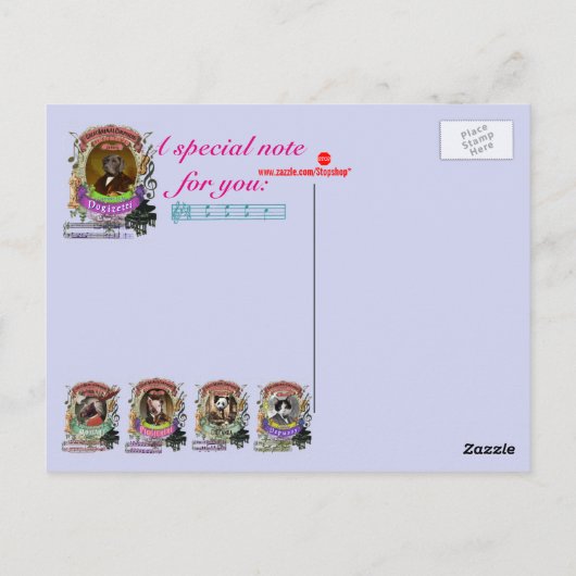 Carte Postale Gaetano Dogizetti Chien Animal Composer Donizetti (Dos)