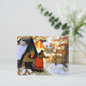 Carte Postale Gagnon - Chauffage du four, scène hivernale (Debout devant)