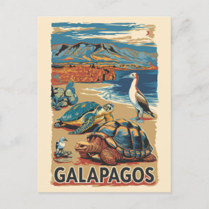 Carte Postale Galapagos Animaux Voyage Art Vintage