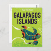Carte Postale Galapagos Îles vintage affiche de voyage. (Devant / Derrière)