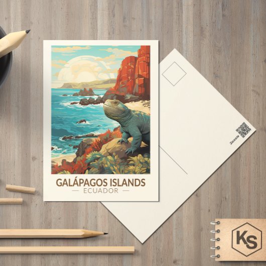 Carte Postale Galapagos Îles Voyage Art Vintage