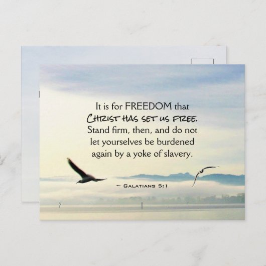 Carte Postale Galates 5:1 Pour la LIBERTÉ Christ nous a libérés (Devant / Derrière)