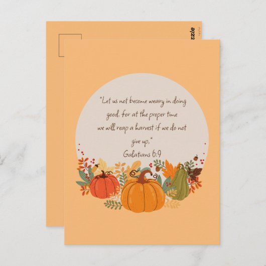 Carte Postale Galates 6:9 Récolte Automne Automne Chute Merci Ci (Devant / Derrière)