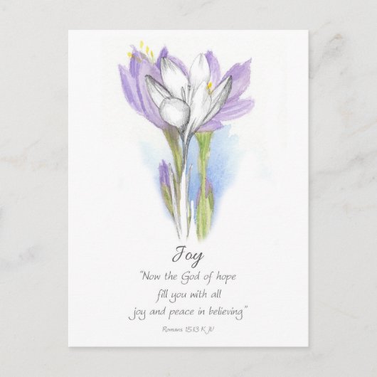 Carte Postale Galates Fruit de l'Esprit Joie Écriture Crocus (Devant)