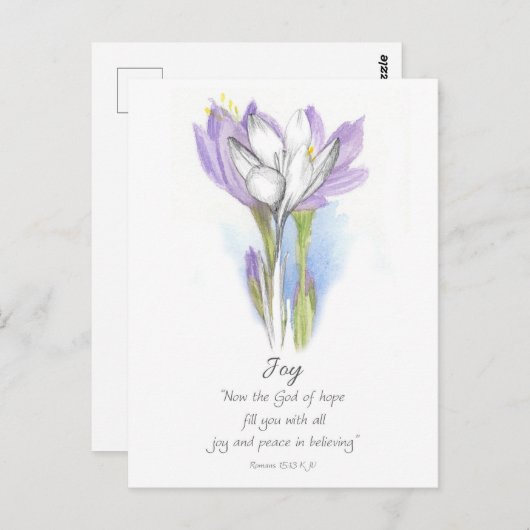 Carte Postale Galatians Fruit of the Spirit Joy Scripture Crocus (Devant / Derrière)