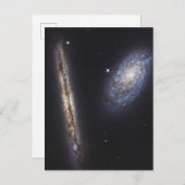 Carte Postale Galaxie vue par la tranche NGC 4302 et galaxie inc (Devant / Derrière)