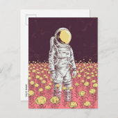 Carte Postale Galaxy Astronaute Explorateur Spatial champ de fle (Devant / Derrière)