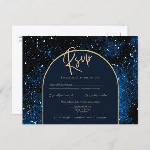 Carte Postale Galaxy Starry Night Marine Blue Gold Mariage