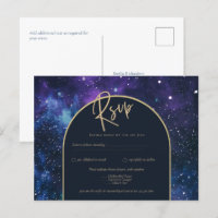 Galaxy Starry Nuit Violet Bleu Or Mariage RSVP