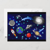 Carte Postale Galaxy Universe - Planètes, Étoiles, Comètes, Rock (Devant / Derrière)