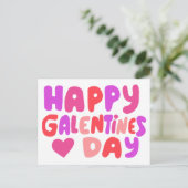 Carte Postale Galentines Jour Bulles Lettres rose Curvy Retro (Debout devant)