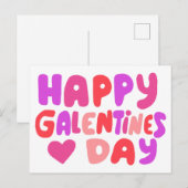 Carte Postale Galentines Jour Bulles Lettres rose Curvy Retro (Devant / Derrière)