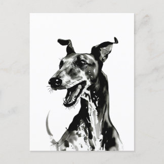 Carte Postale Galgo Español noir et blanc | Joyeux Greyhound
