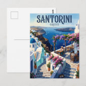 Carte Postale Galini Café, Oia Grèce (Devant / Derrière)