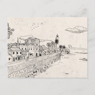Carte Postale Galle Dutch Fort Sri Lanka Encre en stylo Illustra