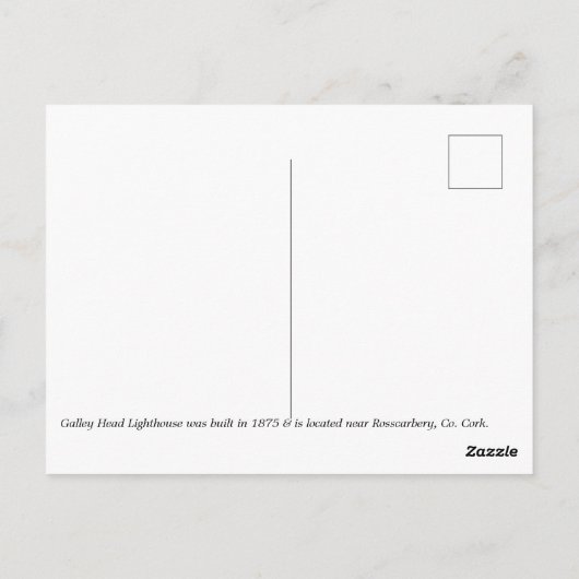Carte Postale Galley Head Lighthouse, Comté de Cork, Irlande (Dos)