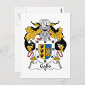 Carte Postale Gallo Family Crest (Devant / Derrière)