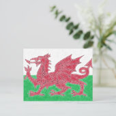 Carte Postale Gallois Dragon couleur crayon Drapeau de l'effet P (Debout devant)