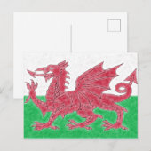 Carte Postale Gallois Dragon couleur crayon Drapeau de l'effet P (Devant / Derrière)