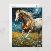 Carte Postale Galloping Pinto Stallion Van Gogh (Devant / Derrière)