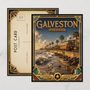 Carte Postale Galveston Texas Art Déco vintage Âge d'or