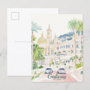 Carte Postale Galway Irlande Peinture Gouache Illustration Voyag