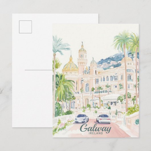 Carte Postale Galway Irlande Peinture Gouache Illustration Voyag (Devant / Derrière)