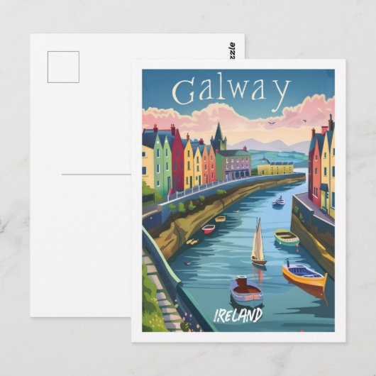 Carte Postale Galway Irlande Vintage célèbre Travel Place (Devant / Derrière)