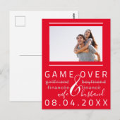 Carte Postale Game Over Drôle Enregistrer la date de Photo rouge (Devant / Derrière)
