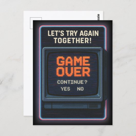 Carte Postale „Game Over“ essayons ensemble (Devant / Derrière)