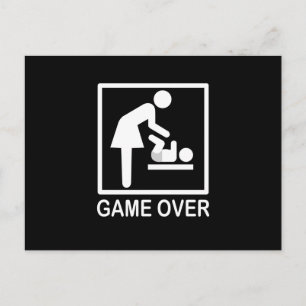 Carte Postale Game Over Mom Funny Black and White Pictogram
