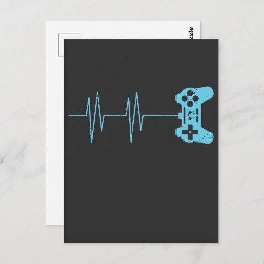 Carte Postale Gamer Heartbeat T-Shirt Vidéo Jeu Lover Cadeau (Devant / Derrière)